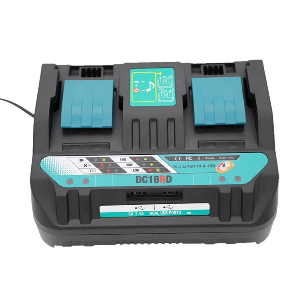 Double charging port Battery Charger For Makita 14.4V 18V BL1830 Bl1430 DC18RC DC18RA