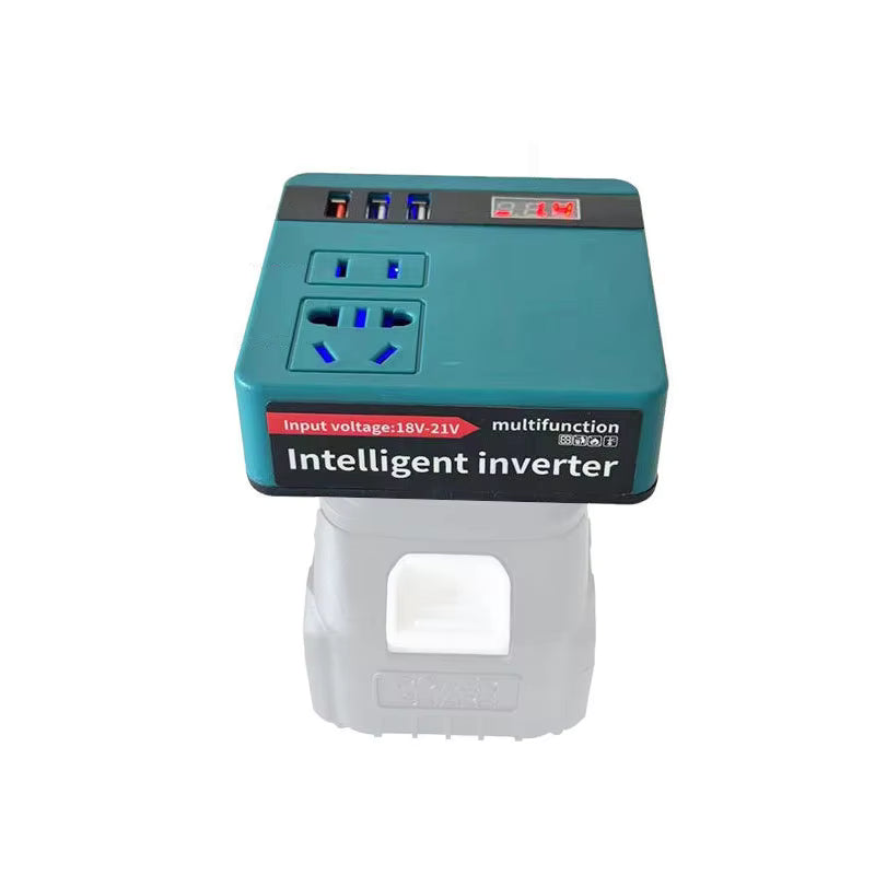 300W Power Inverter DC 18V-21V To AC 220V Lithium Battery Inverter With Dual USB,1 QC 3.0 For makita battery