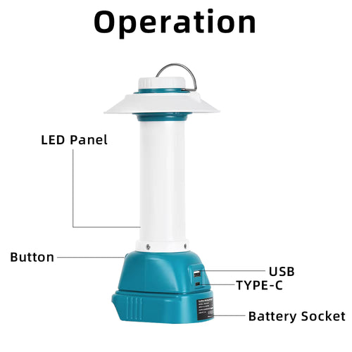 800LM Lantern for Makita LXT 14.4V-18V Battery