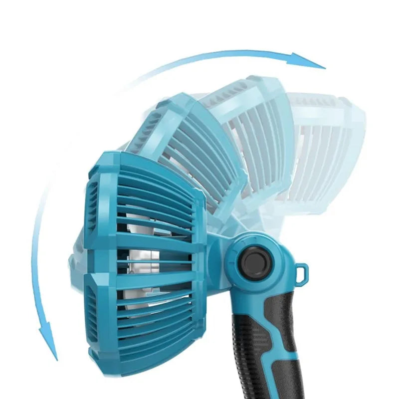 Portable Fan Powered for Makita 18V Lithium-ion Battery Cordless Fan with 9W LED Work USB Port Camping Job Fan