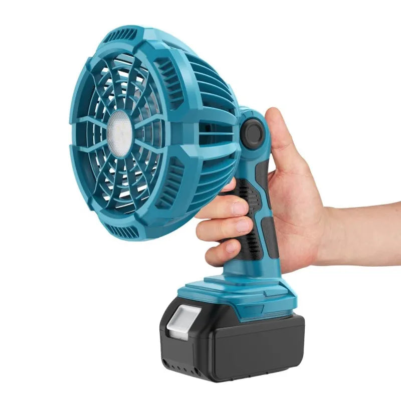 Portable Fan Powered for Makita 18V Lithium-ion Battery Cordless Fan with 9W LED Work USB Port Camping Job Fan