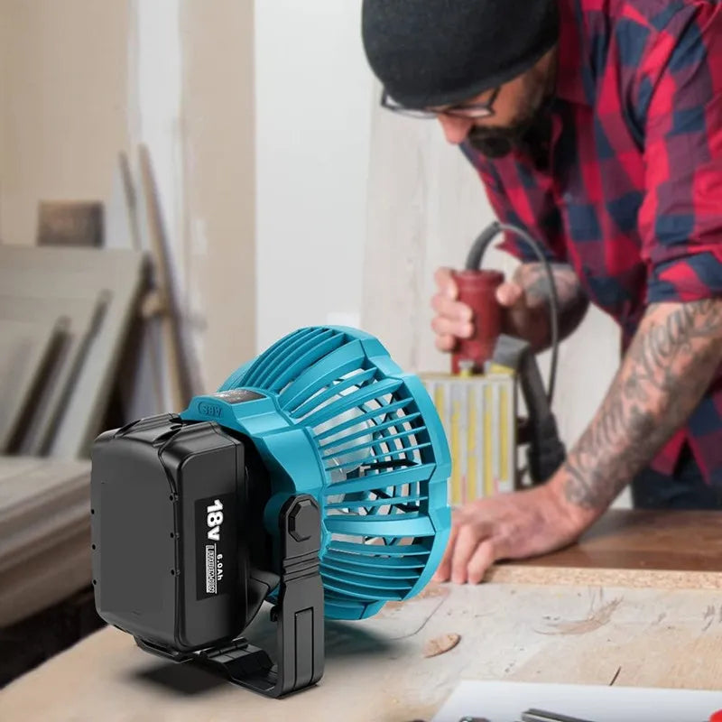 Portable Fan for Makita 18V Lithium-ion Battery Fan with 9W LED Work Light